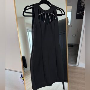 Black Cocktail Dress with silver collar detail - Size Small